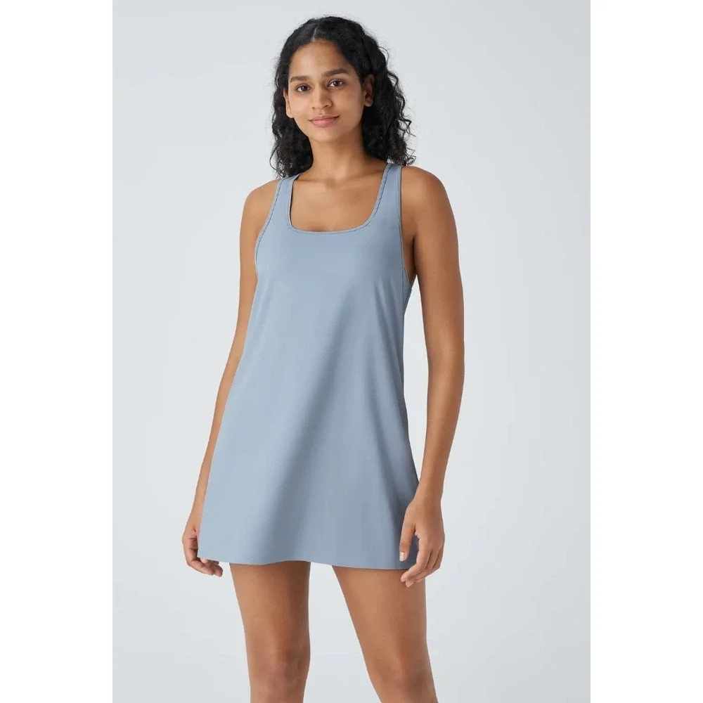Halara U Neck Dress‎ Womens XL Blue Cut Out Flowy Sporty Quick Dry Outdoor - Picture 2 of 6